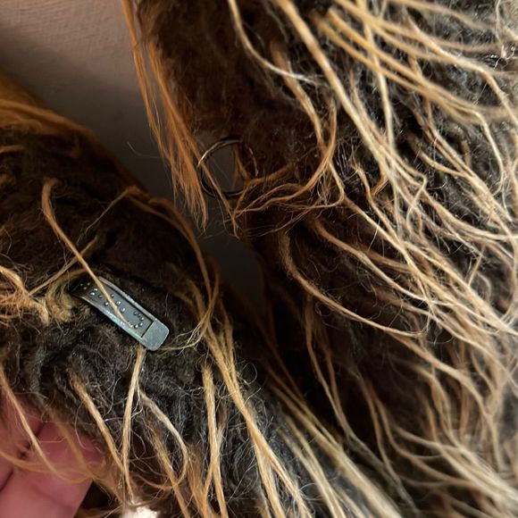 Vintage Boho Styled Leather Coat with Faux Fur trim Large - Picture 3 of 16